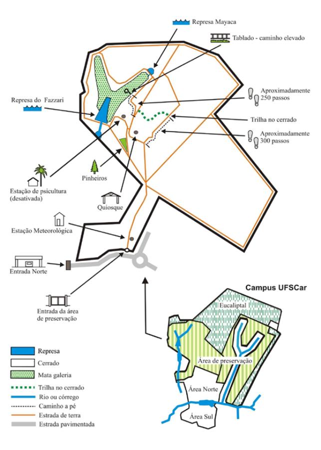 Mapa da Trilha da Natureza da UFSCar